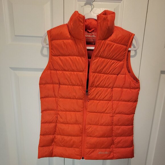EDDIE BAUER ORANGE DOWN FEATHER PUFFER VEST - Picture 3 of 13